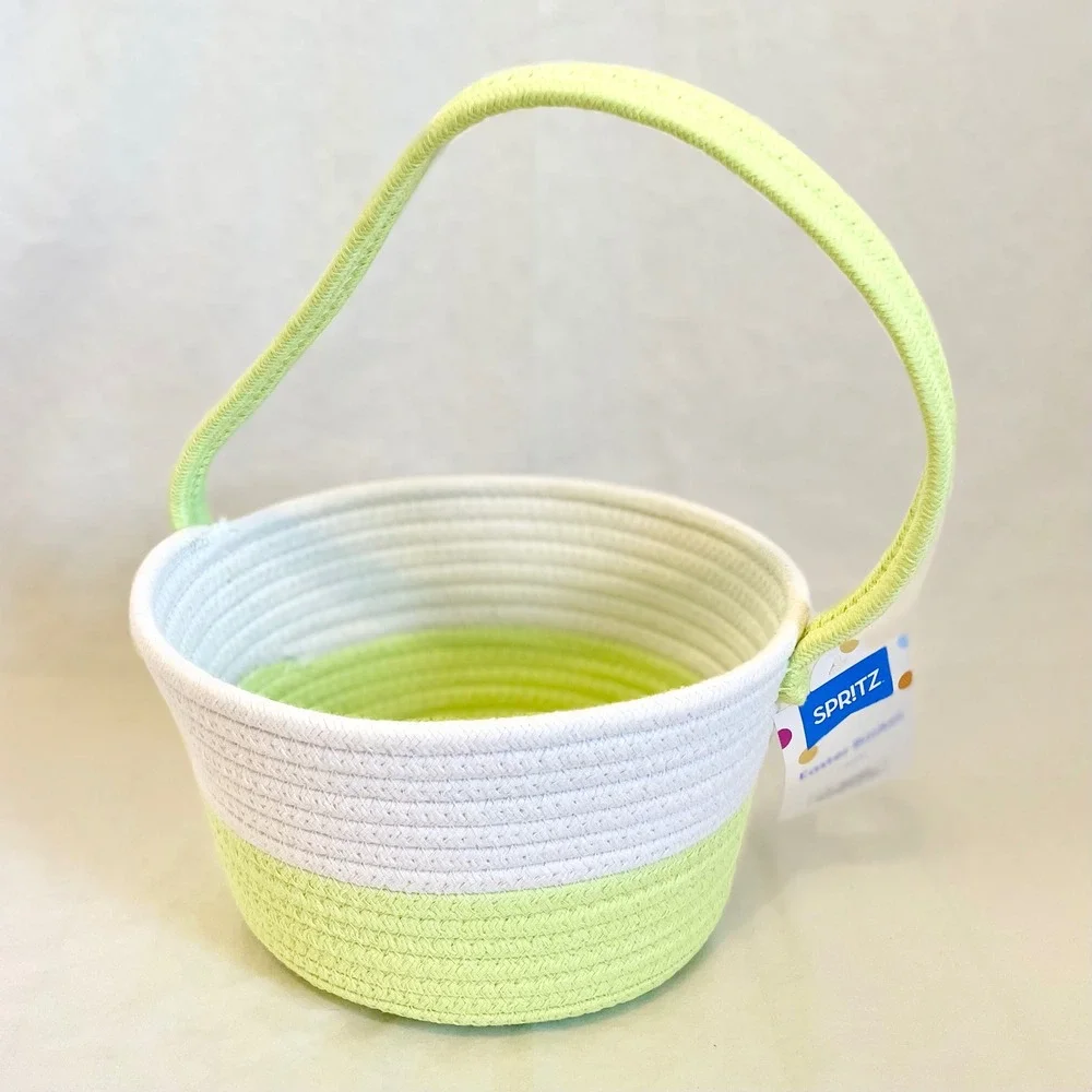 Spritz‎ Easter Two Tone Decorative Rope Basket White Light Green With Handle